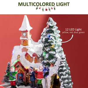 Christmas houses with multi-colored rotating train