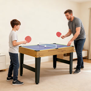 13-in-1 Combination Games Table with Foosball, Billiards, Hockey and More for Children and Adults, Light Walnut