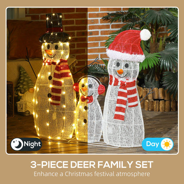 Set of 3 light-up snowmen