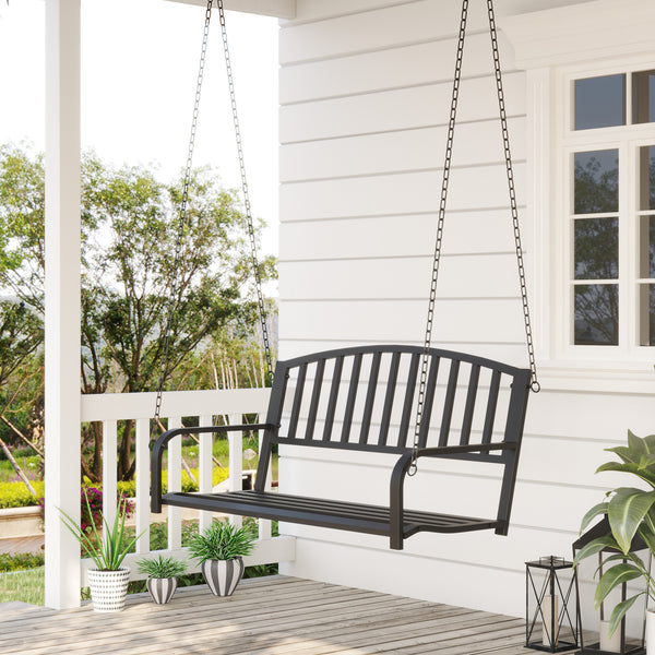 Porch swing with chain, black