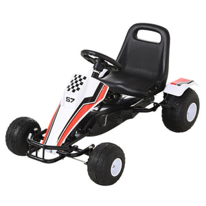 Racing style pedal go-kart with adjustable seat, handbrake and gear lever