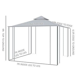 10 x 10 steel gazebo with removable mesh curtains, grey