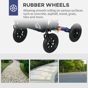 Elderly Walker with Seat and Blue Rubber Wheels