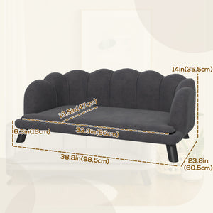 Dog Sofa with Removable Cushion and Wooden Legs for Medium and Large Dogs, Dark Grey