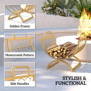 Heavy duty gold log holder with handles