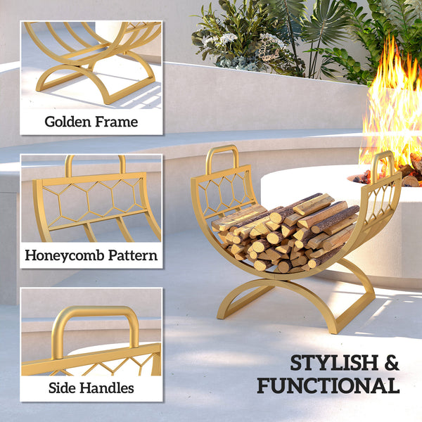 Heavy duty gold log holder with handles