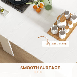 Extendable dining table for small spaces, seats up to 6, white