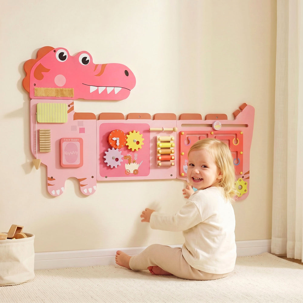 Pink Dinosaur Wall Activity Panel, 2 years and up