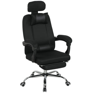 Ergonomic high-back office chair with footrest and lumbar support, black