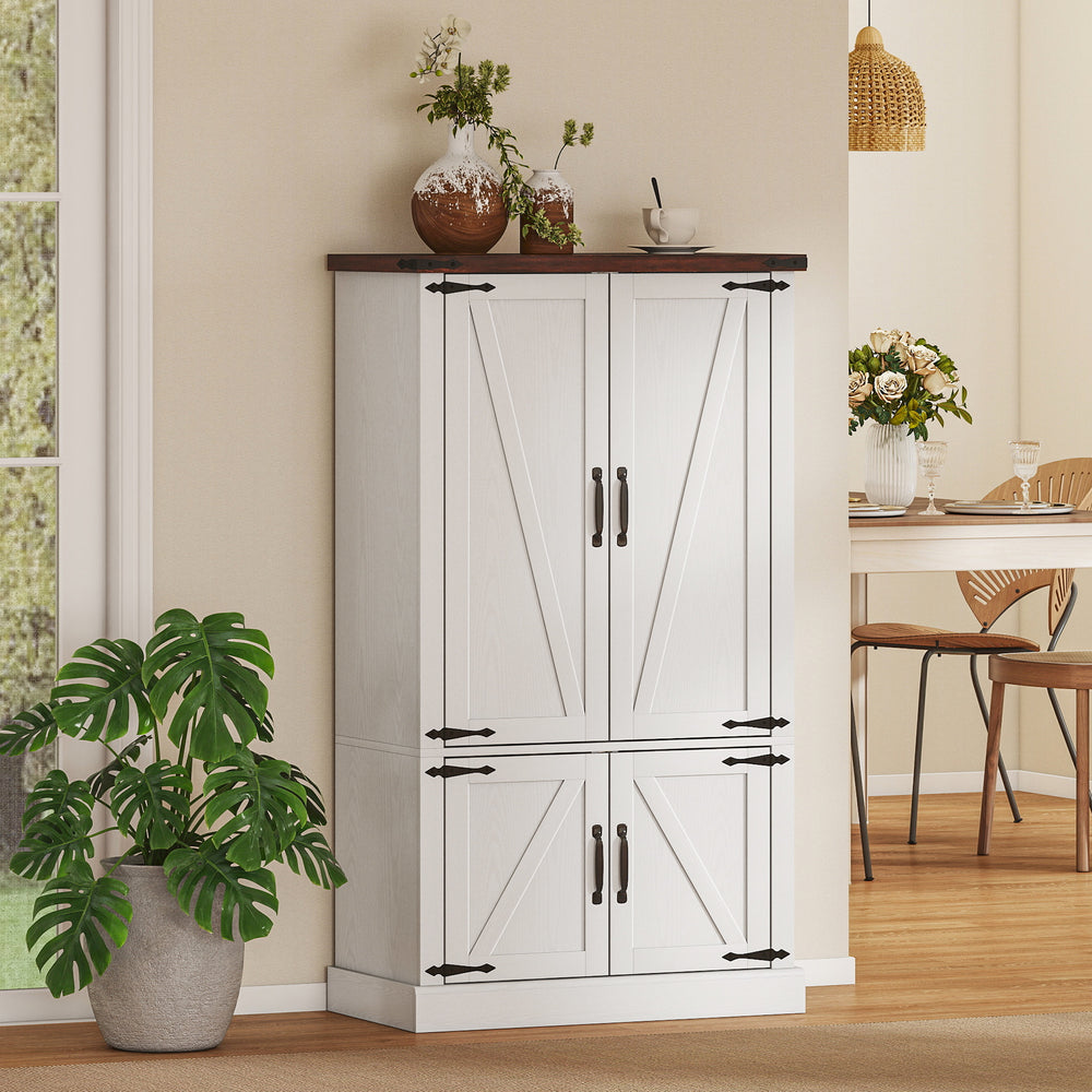 53.5-inch storage cabinet with adjustable shelves, 6 doors and spice racks for dining room, white