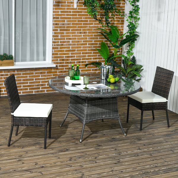 Synthetic Rattan Outdoor Dining Chairs with Cushion, Brown