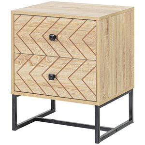 Modern bedside table with drawers and metal legs