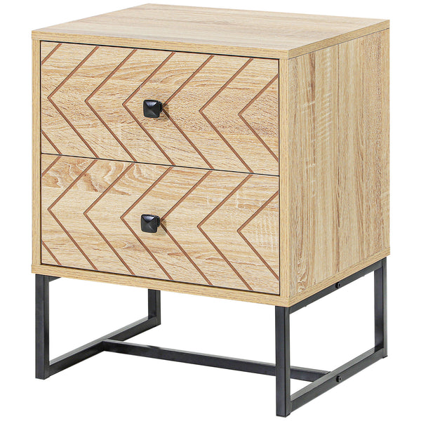 Modern bedside table with drawers and metal legs