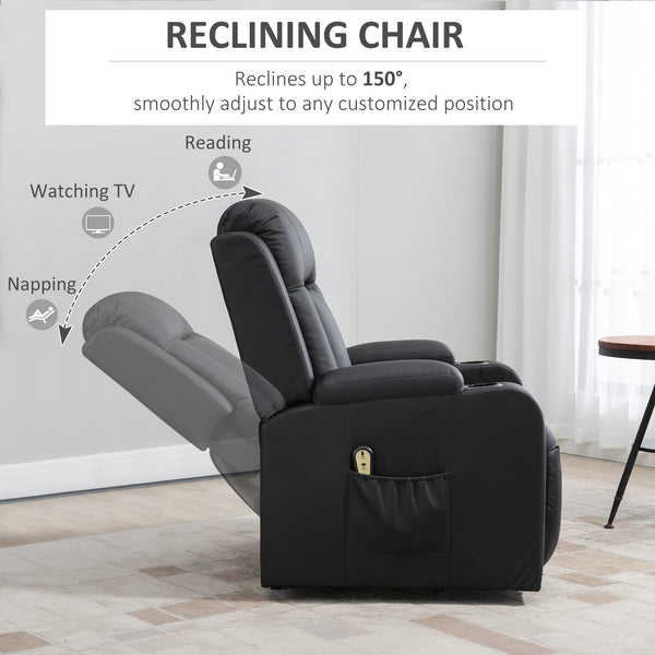 PU Leather Electric Recliner Lift Chair with Footrest, Black