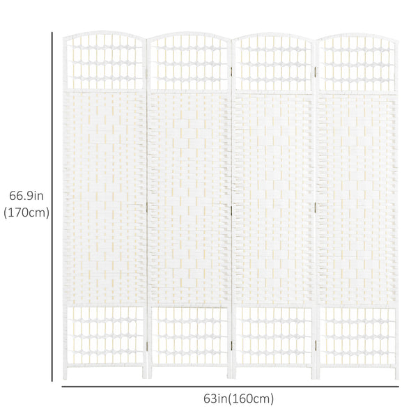 4-Panel Corrugated Fiber Folding Room Divider, White