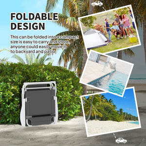 Folding lounge chair with 4-way adjustable backrest, anthracite grey