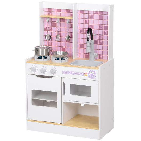 Kids Kitchen with Realistic Lights and Sounds, Sink, Oven, Stove, White