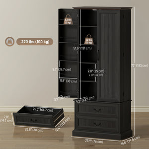 Sideboard with 10 door shelves, 2 drawers and adjustable shelves, black