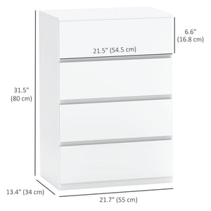 4-drawer chest of drawers, freestanding storage unit, white