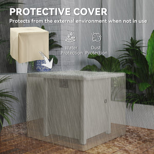 28" 50,000 BTU Gas Fire Pit Table with Cover and Glass Screen, Gray