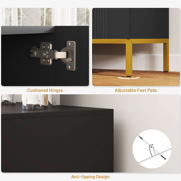 Storage sideboard with adjustable shelves, soft-close doors, black