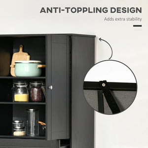 Modern storage unit with 4 doors and 3 adjustable shelves, black