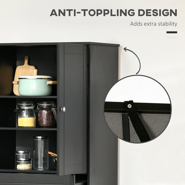 Modern storage unit with 4 doors and 3 adjustable shelves, black