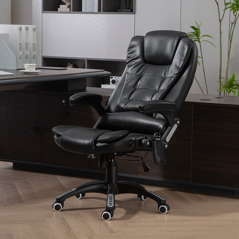 High Back Reclining Massage Office Chair with Swivel Casters, Black