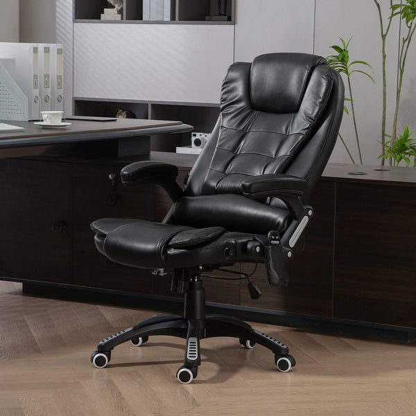 High Back Reclining Massage Office Chair with Swivel Casters, Black
