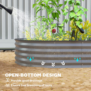 Raised outdoor planter in galvanized steel with metal support, dark grey