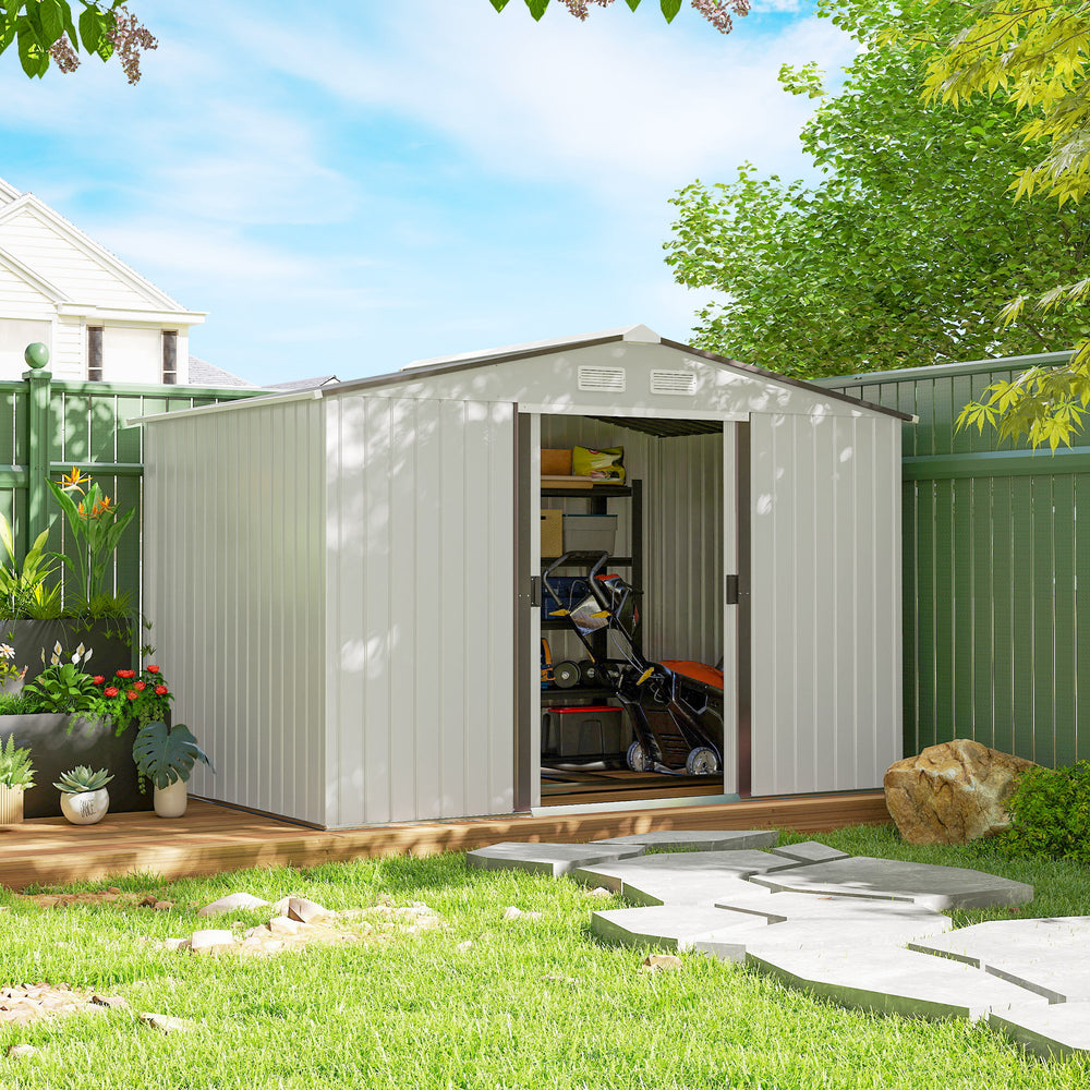 Garden shed with foundation kit, silver color