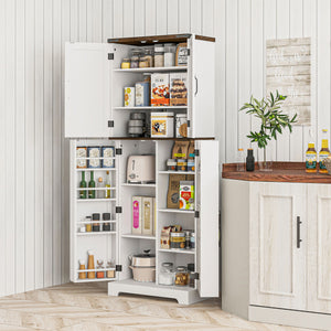 162cm High Storage Cabinet with Spice Racks, White