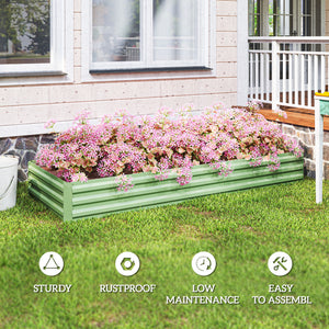 Galvanized raised planter, green