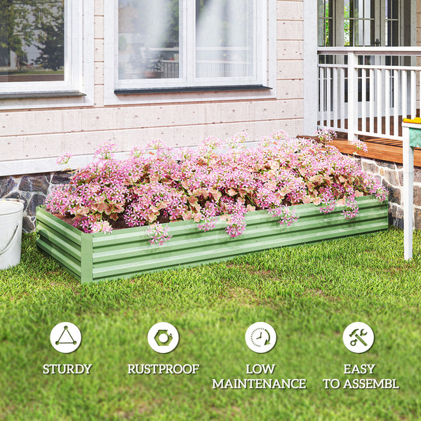 Galvanized raised planter, green