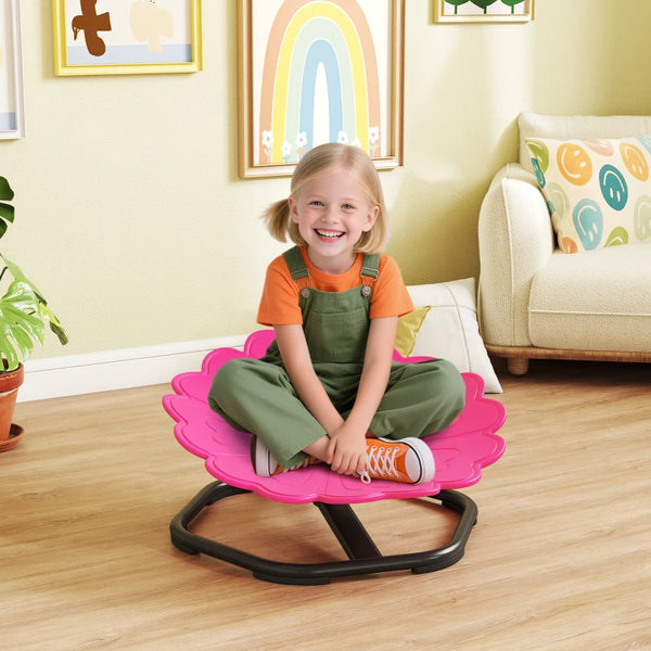 Pink Flower Shaped Children's Swivel Chair