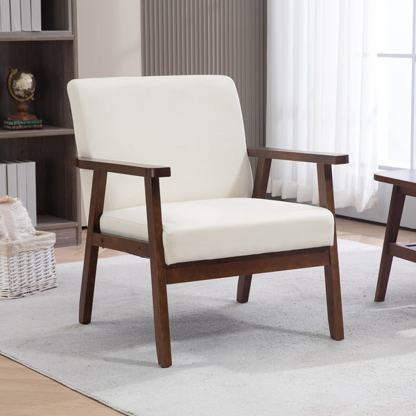 Modern accent chairs with upholstered seat, cream white