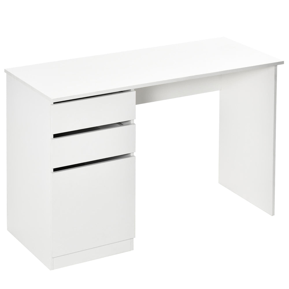 Modern Computer Desk with Storage Drawer and Cabinet, White