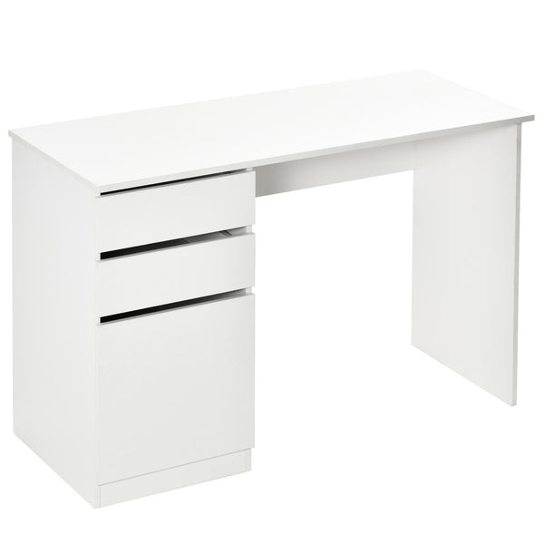 Modern Computer Desk with Storage Drawer and Cabinet, White