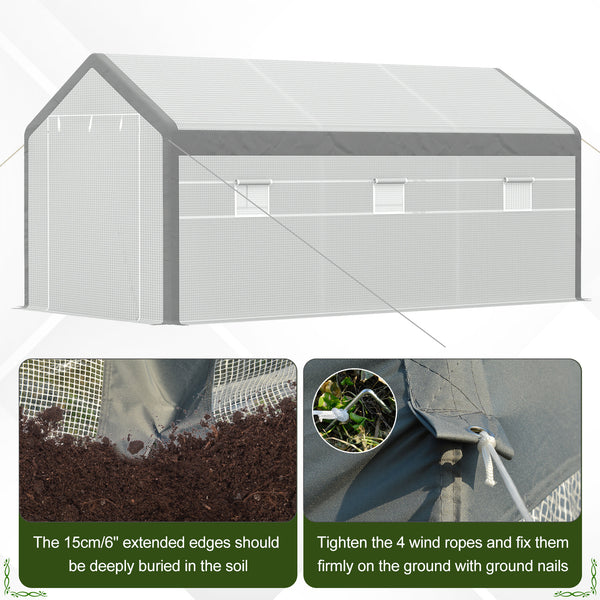 Garden greenhouse, wind resistance level 5, roll-up doors, white
