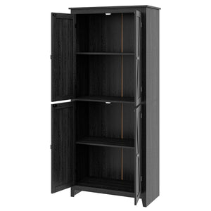 Storage unit with doors and shelves, black