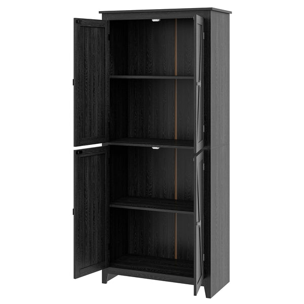 Storage unit with doors and shelves, black