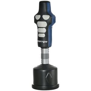 Freestanding, height-adjustable punching bag with fillable base, wrapped in polyurethane