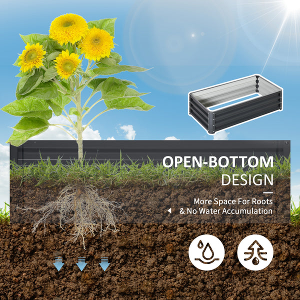 Galvanized raised planter, grey