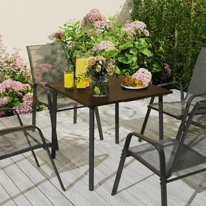 Garden table with parasol hole, brown