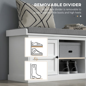 Entrance bench with 2 cabinets, white