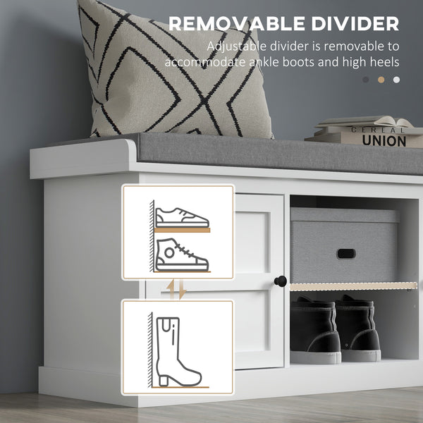 Entrance bench with 2 cabinets, white