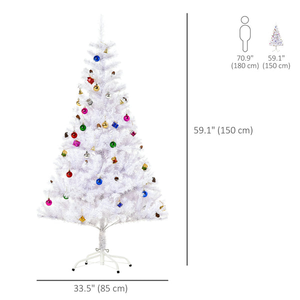 5ft White Artificial Christmas Tree with Decorations