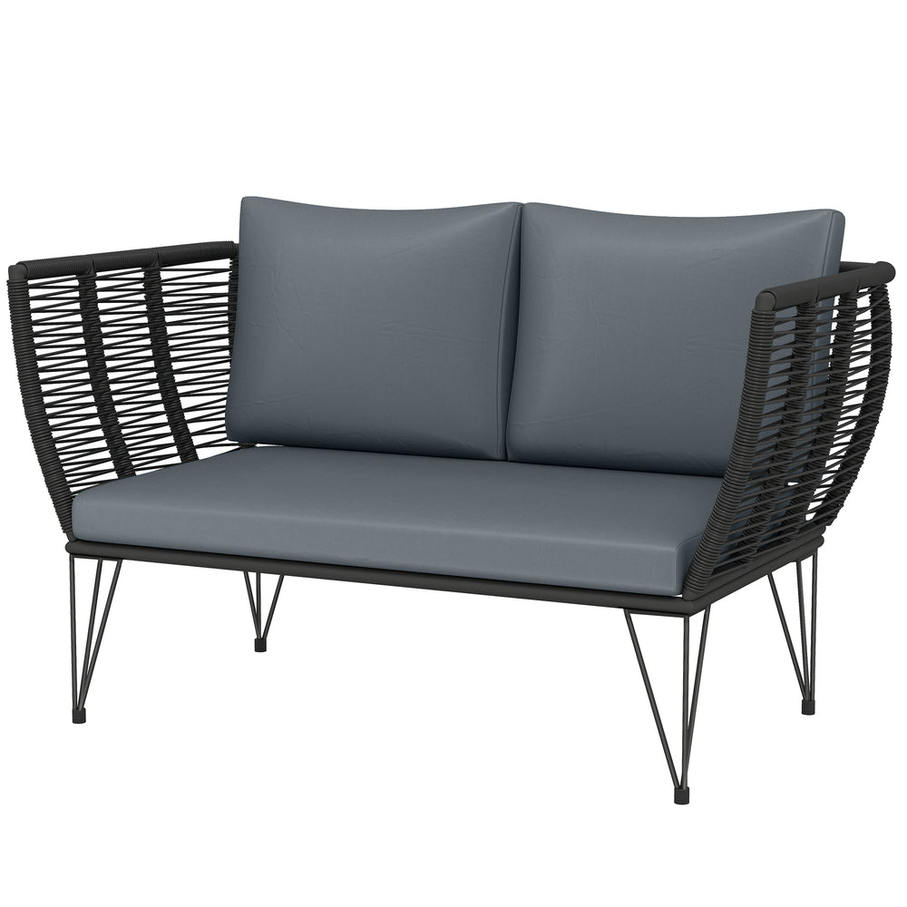 Outdoor sofa with cushions, galvanized steel frame, light gray