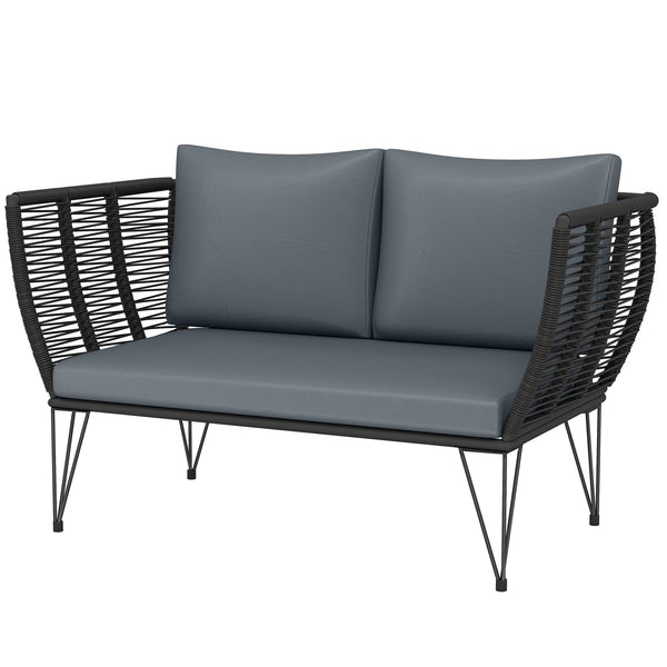Outdoor sofa with cushions, galvanized steel frame, light gray