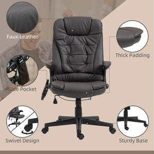 Massage and heating office chair in faux leather